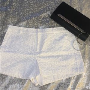 Elle White Embroidered Shorts